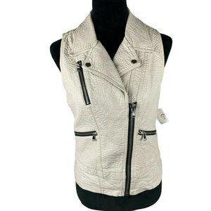 CUSP by Nieman Marcus Motorcycle Zip Womens Vest Jacket Beige Size XS NWT